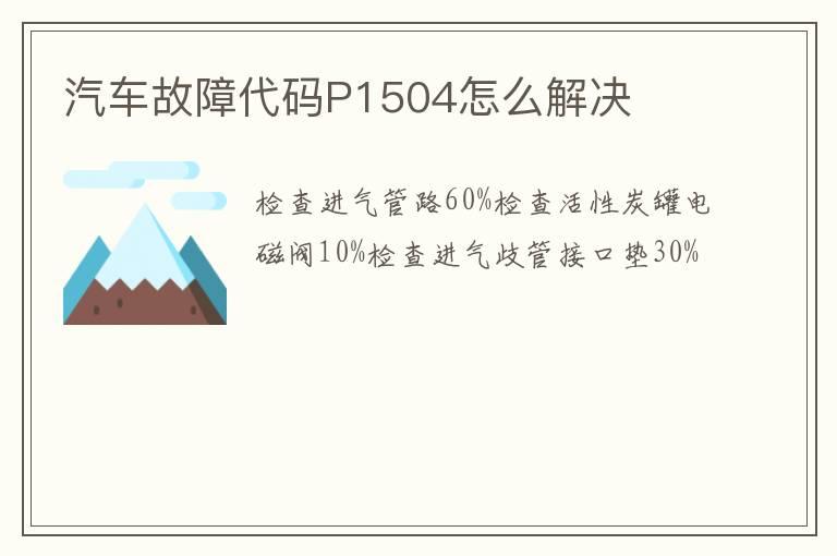 汽车故障代码P1504怎么解决