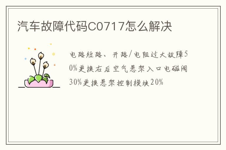 汽车故障代码C0717怎么解决