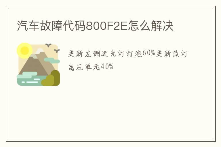 汽车故障代码800F2E怎么解决