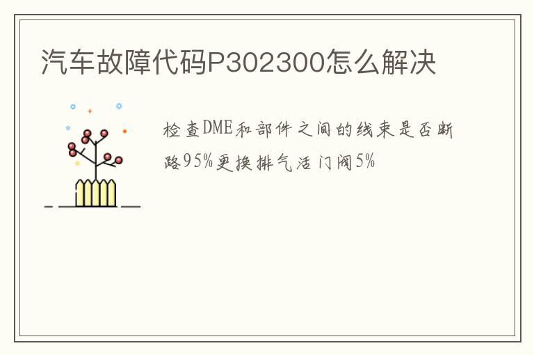 汽车故障代码P302300怎么解决