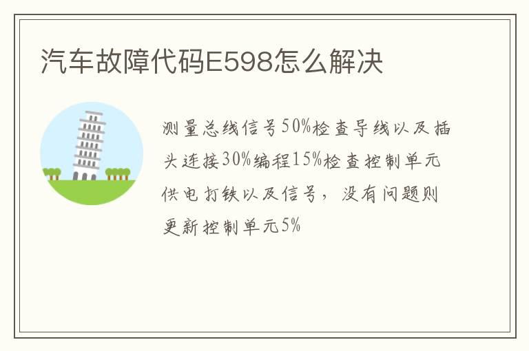 汽车故障代码E598怎么解决
