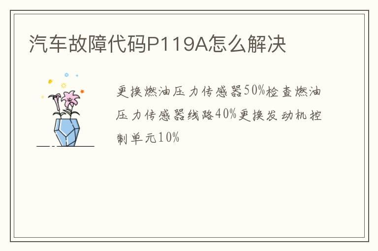 汽车故障代码P119A怎么解决