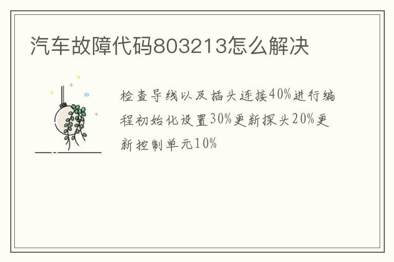 汽车故障代码803213怎么解决
