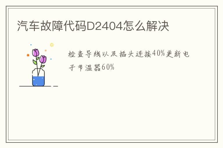 汽车故障代码D2404怎么解决