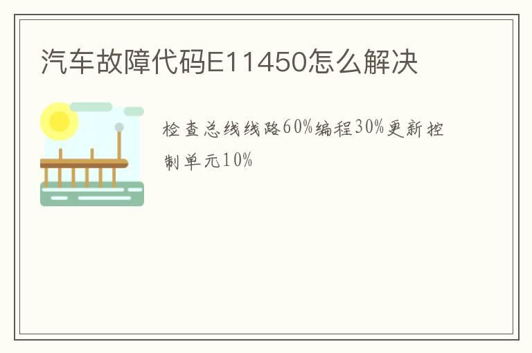 汽车故障代码E11450怎么解决