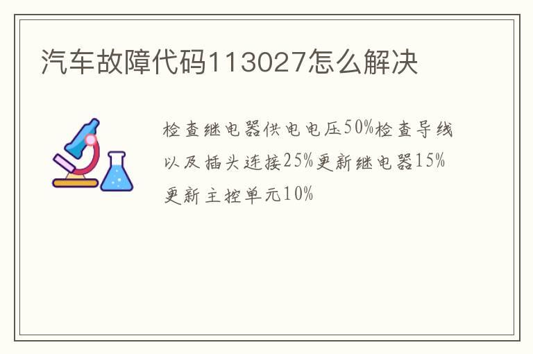 汽车故障代码113027怎么解决
