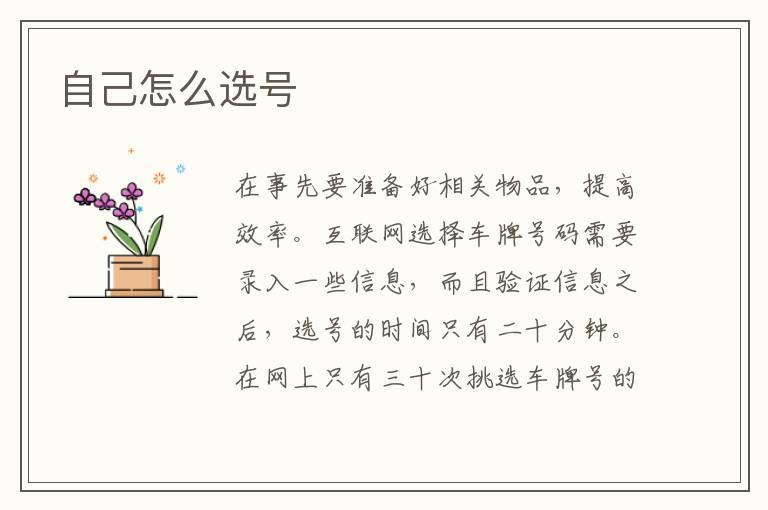 自己怎么选号
