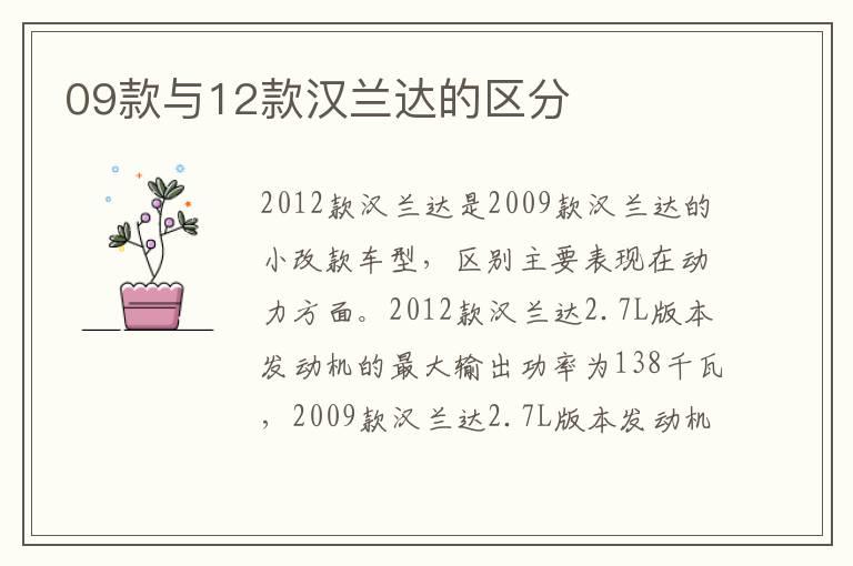 09款与12款汉兰达的区分