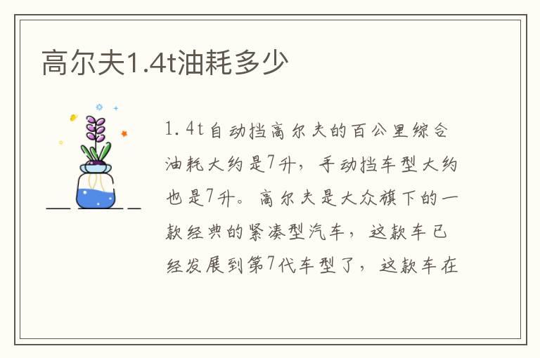 高尔夫1.4t油耗多少