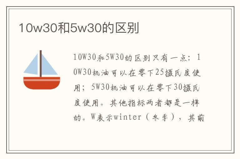 10w30和5w30的区别