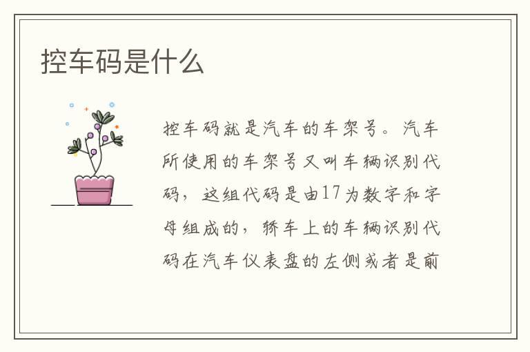 控车码是什么