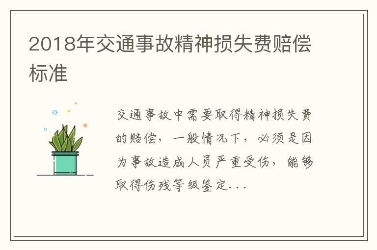 2018年交通事故精神损失费赔偿标准