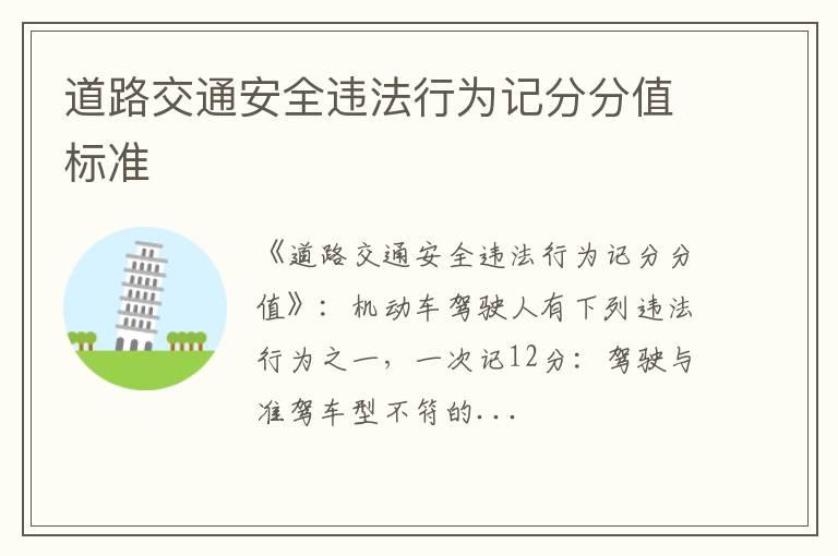道路交通安全违法行为记分分值标准