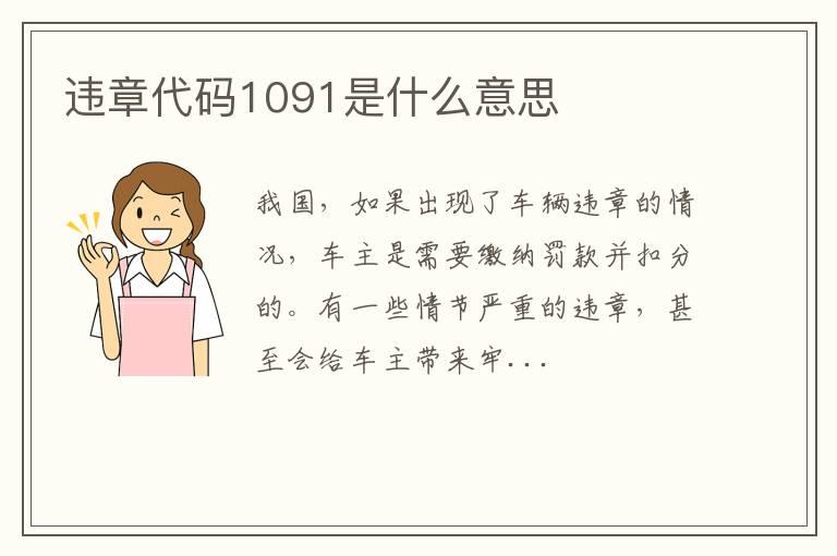违章代码1091是什么意思
