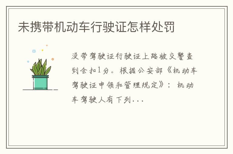 未携带机动车行驶证怎样处罚