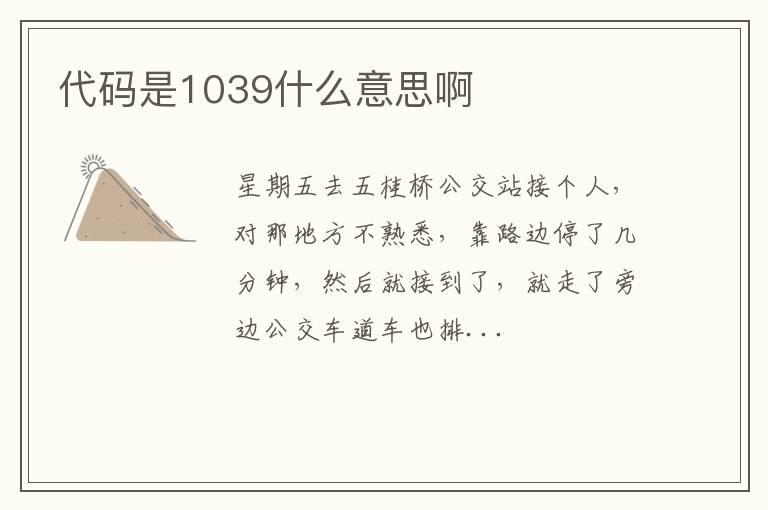 代码是1039什么意思啊