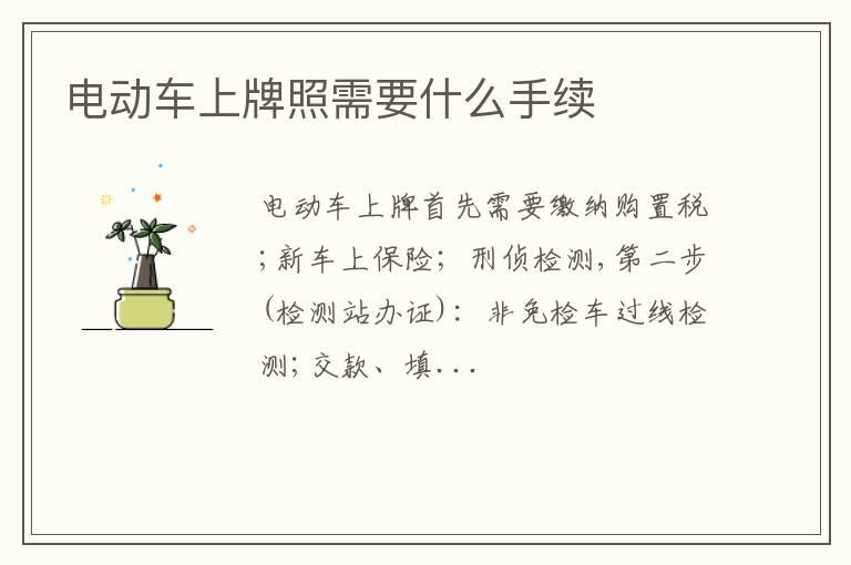 电动车上牌照需要什么手续