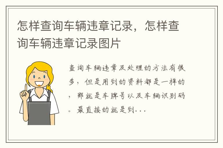 怎样查询车辆违章记录，怎样查询车辆违章记录图片