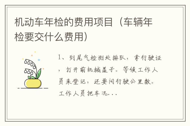 机动车年检的费用项目（车辆年检要交什么费用）