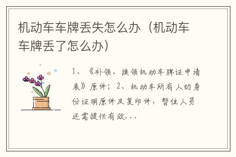 机动车车牌丢失怎么办（机动车车牌丢了怎么办）