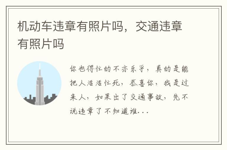 机动车违章有照片吗，交通违章有照片吗