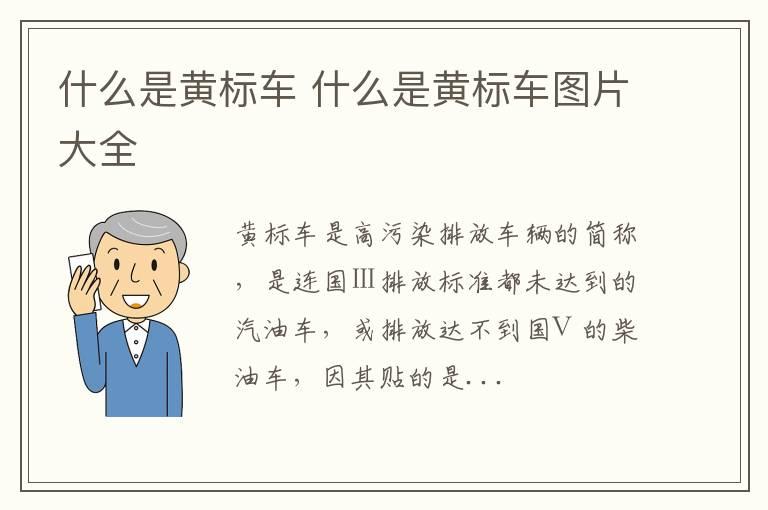 什么是黄标车 什么是黄标车图片大全