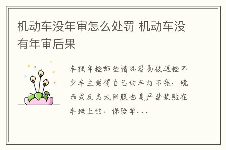 机动车没年审怎么处罚 机动车没有年审后果