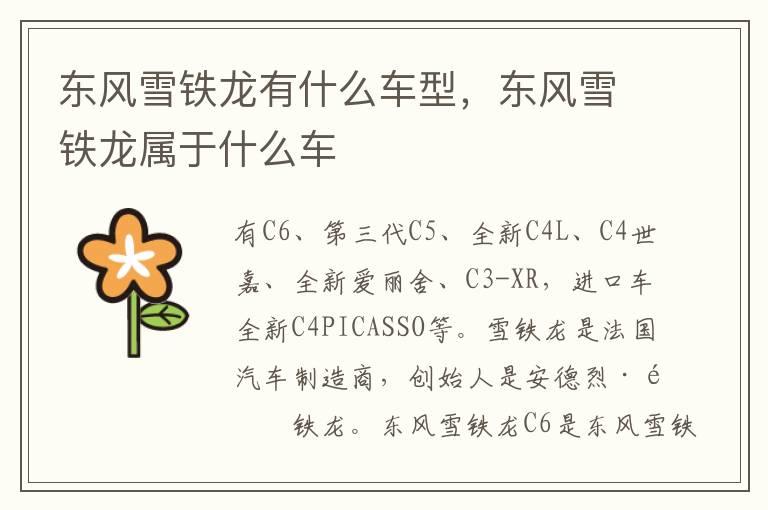 东风雪铁龙有什么车型，东风雪铁龙属于什么车
