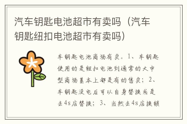 汽车钥匙电池超市有卖吗（汽车钥匙纽扣电池超市有卖吗）