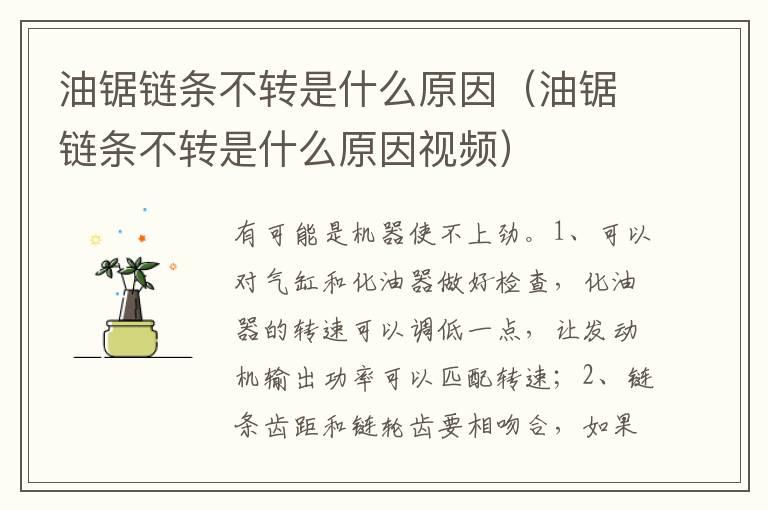 油锯链条不转是什么原因（油锯链条不转是什么原因视频）
