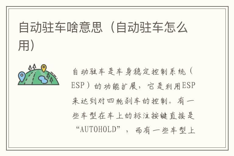 自动驻车啥意思（自动驻车怎么用）