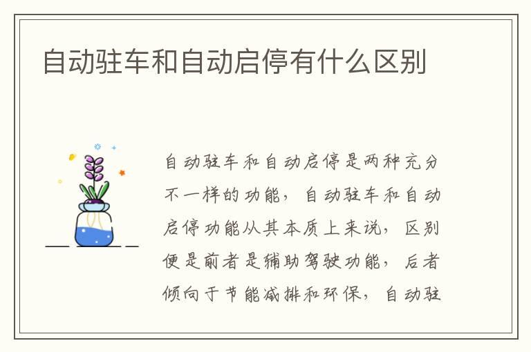 自动驻车和自动启停有什么区别