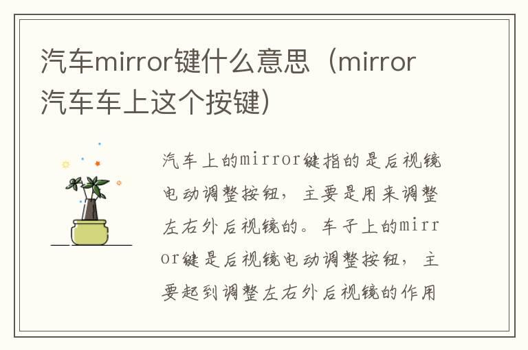 汽车mirror键什么意思（mirror汽车车上这个按键）