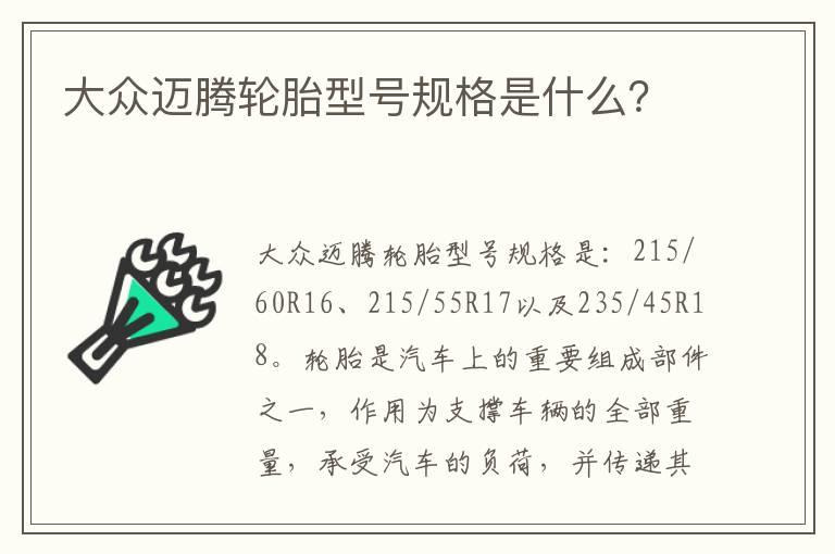 大众迈腾轮胎型号规格是什么？