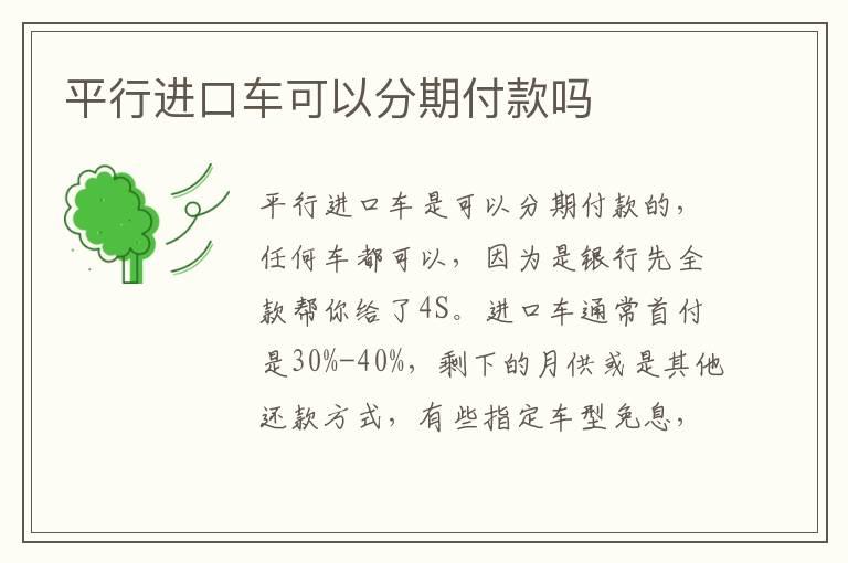平行进口车可以分期付款吗