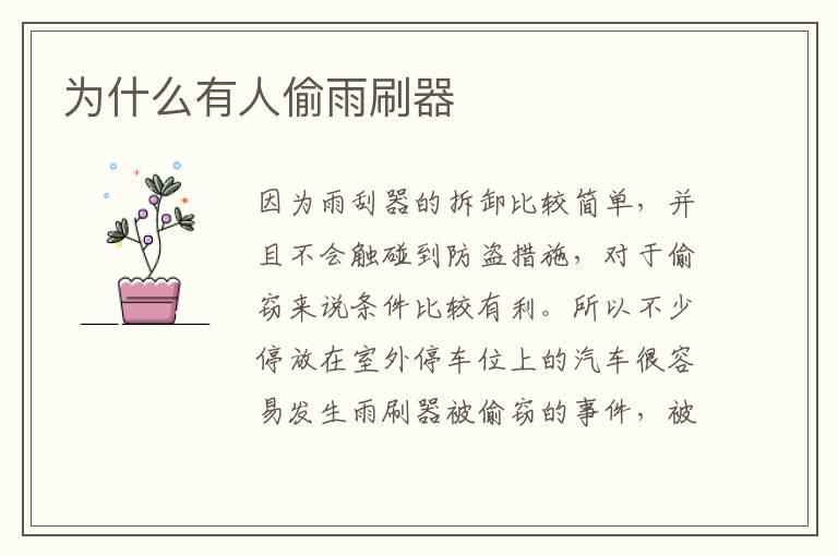为什么有人偷雨刷器