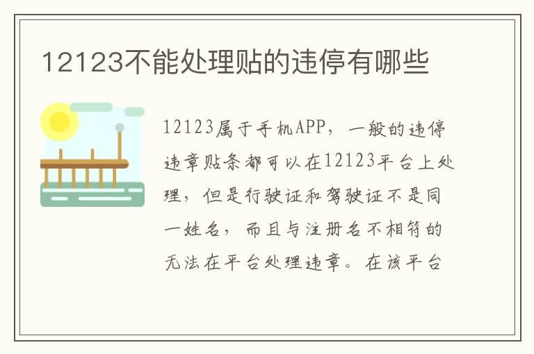 12123不能处理贴的违停有哪些
