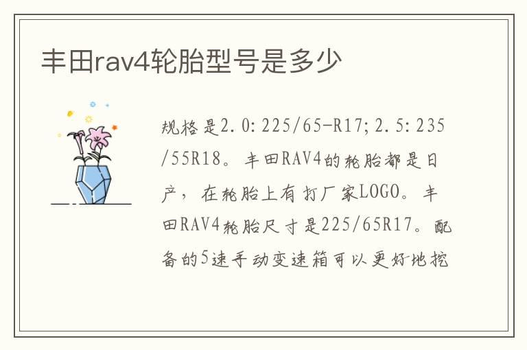 丰田rav4轮胎型号是多少