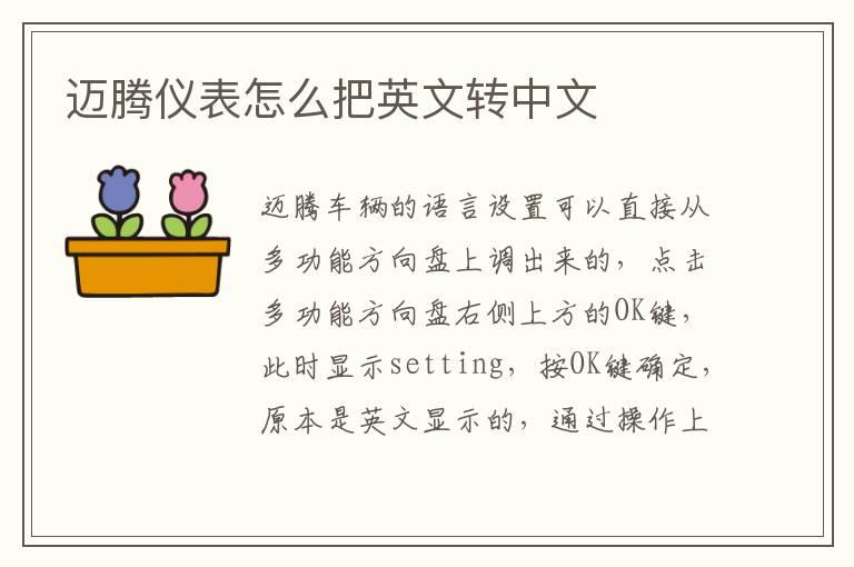 迈腾仪表怎么把英文转中文