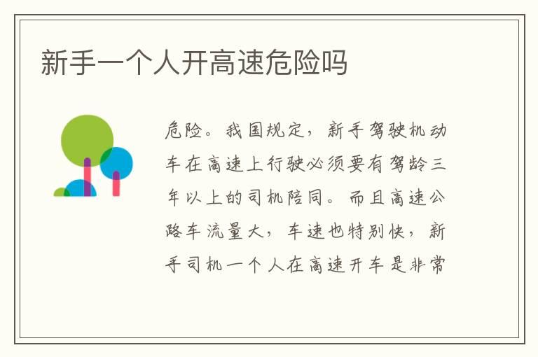 新手一个人开高速危险吗