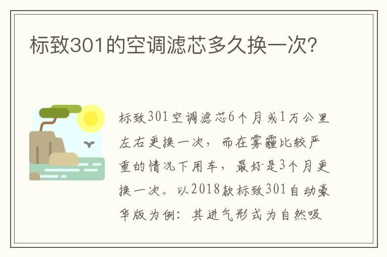 标致301的空调滤芯多久换一次？