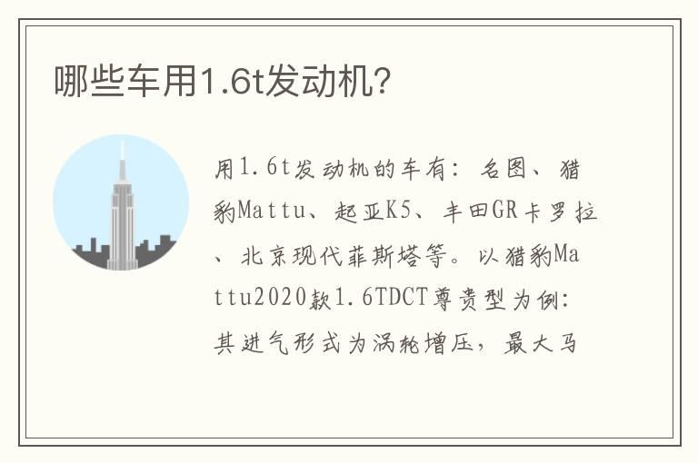哪些车用1.6t发动机？