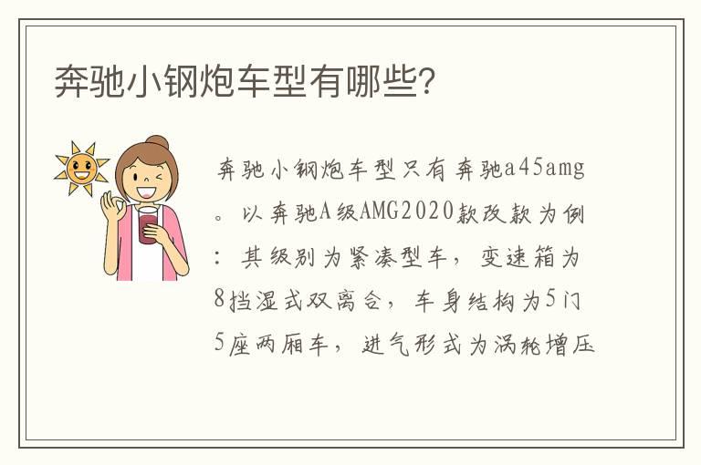 奔驰小钢炮车型有哪些？
