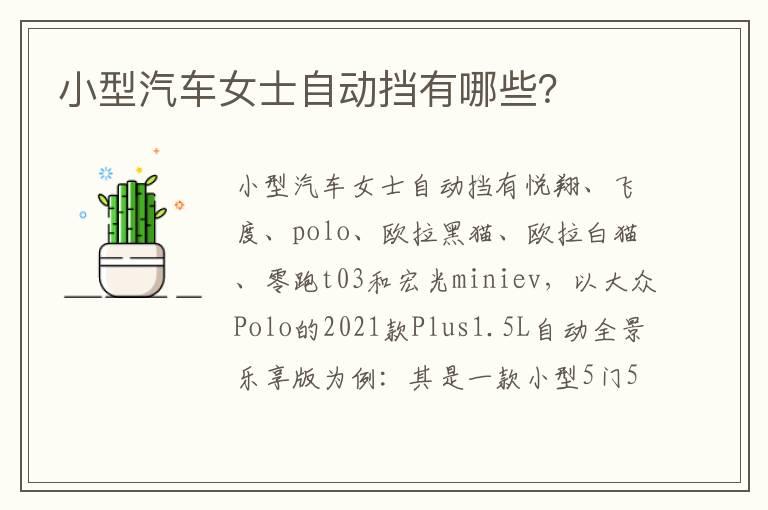 小型汽车女士自动挡有哪些？
