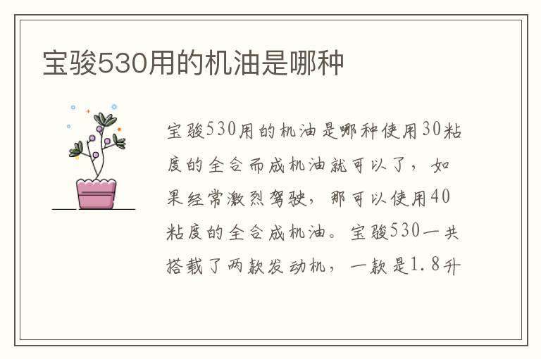 宝骏530用的机油是哪种