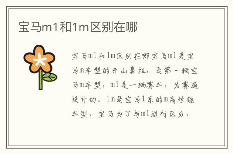 宝马m1和1m区别在哪