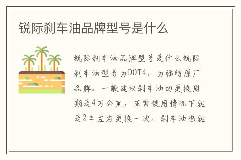 锐际刹车油品牌型号是什么