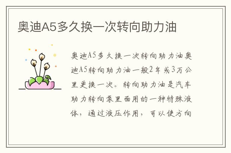 奥迪A5多久换一次转向助力油