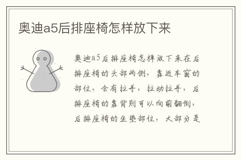 奥迪a5后排座椅怎样放下来