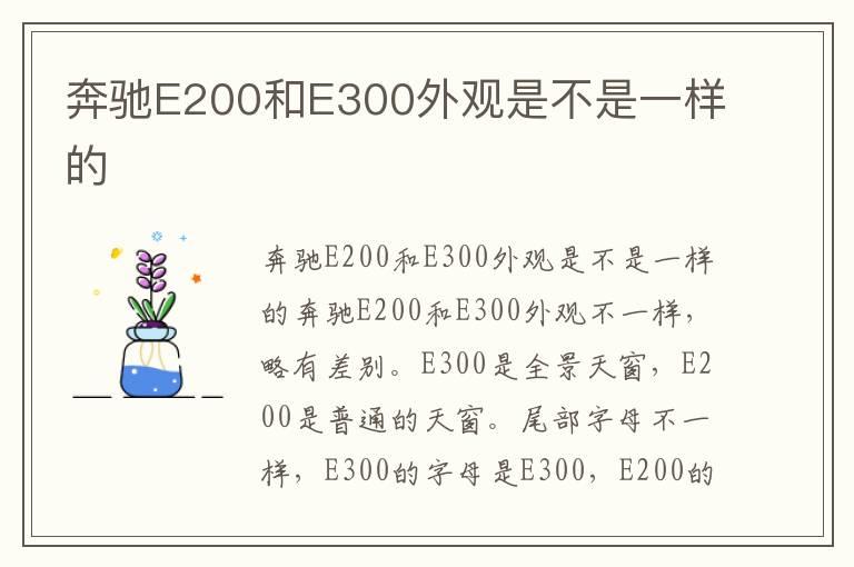 奔驰E200和E300外观是不是一样的